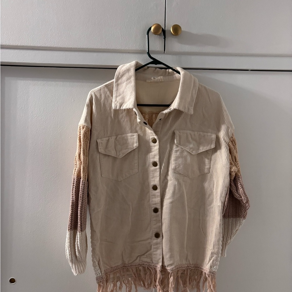 Oli & Hali Cream Fringed Jean Jacket